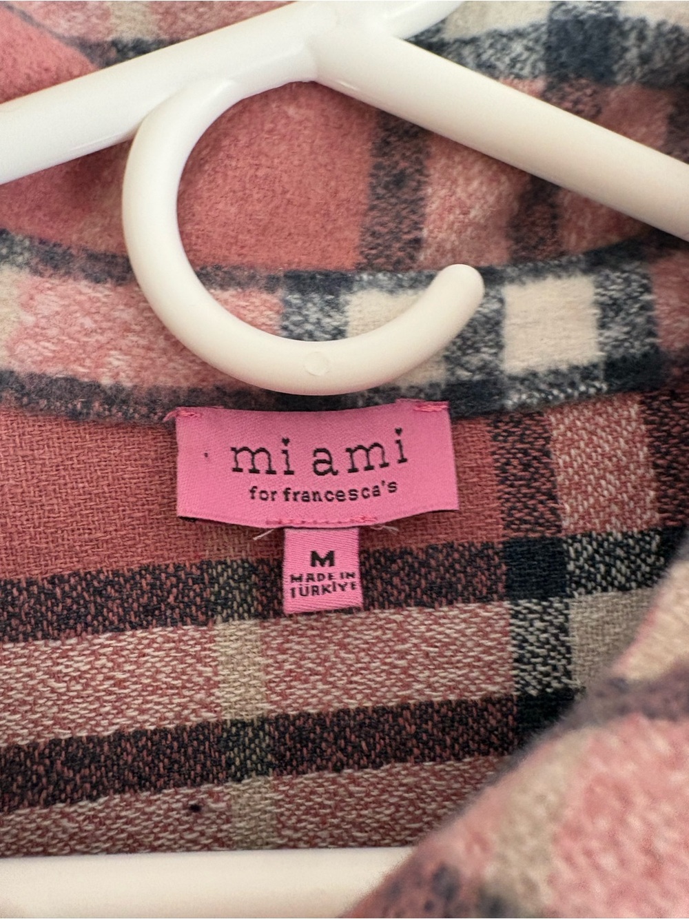 miami Pink Plaid Button-Down Fleece Shirt - Picture 2 of 8